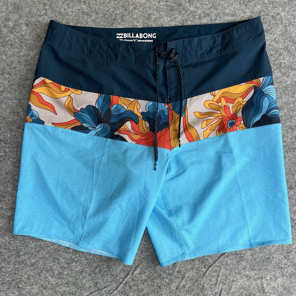 Billabong Platinum X Tribong Mens Size 36 Board‎ Shorts Beach Surf Floral Blue